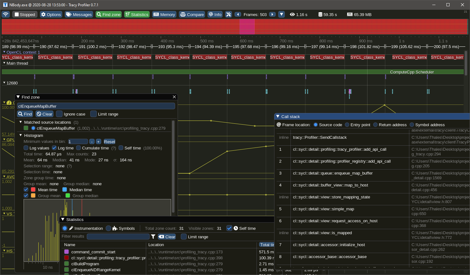 Using the Tracy Profiler with ComputeCpp Image